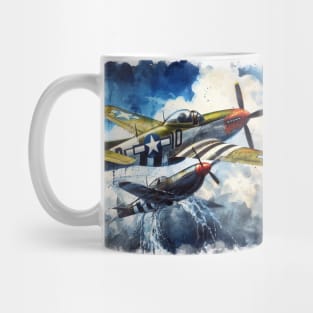 Fantasy illustration of WWII aircraft in battle Mug